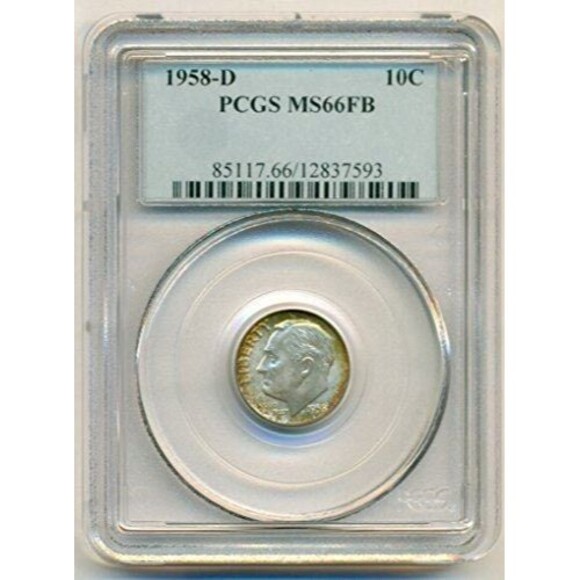 1958 D Roosevelt Dime MS66 FB PCGS Copper Color - Picture 1 of 4
